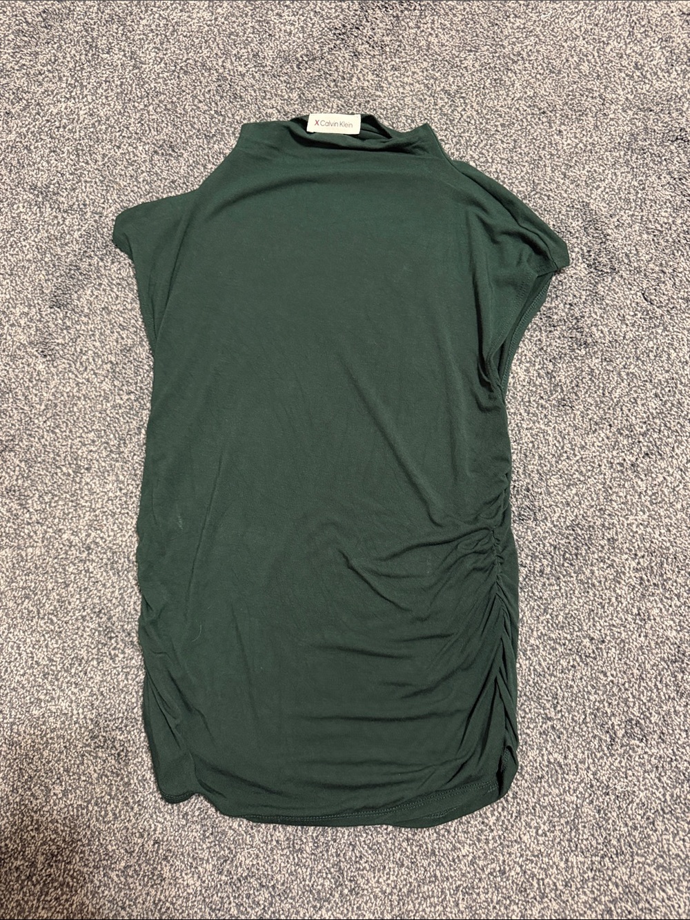 Calvin Klein Forest Green Side-Ruched Sleeveless Dress